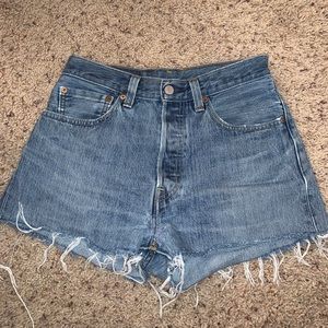levis blue denim cut off shorts